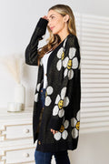 Perfee Floral Button Down Longline Cardigan - Hovatok