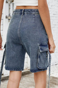 Washed Cargo Denim Shorts - Hovatok