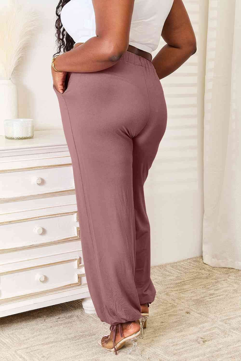 Basic Bae Full Size Soft Rayon Drawstring Waist Pants with Pockets - Hovatok