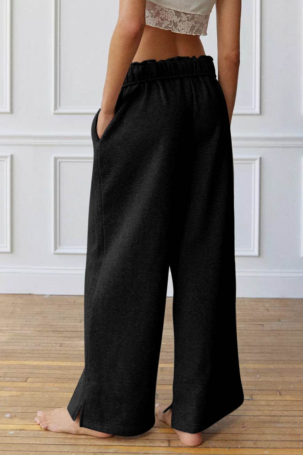 Drawstring Wide Leg Active Pants - Hovatok