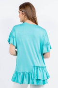 Celeste Full Size Ruffle Detail Asymmetrical Top Plus Size - Hovatok