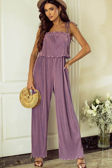 Square Neck Spaghetti Strap Jumpsuit - Hovatok
