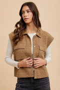 Annie Wear Puzzle Quilted Snap Down Vest Coat - Hovatok