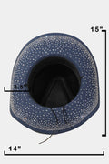 Fame Rhinestone Wide Brim Denim Hat - Hovatok