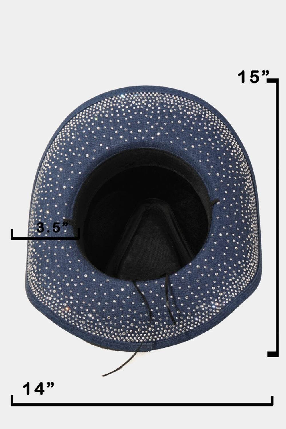 Fame Rhinestone Wide Brim Denim Hat - Hovatok