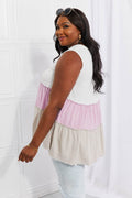 White Birch Full Size Watching the Sunset Color Block Babydoll Top - Hovatok