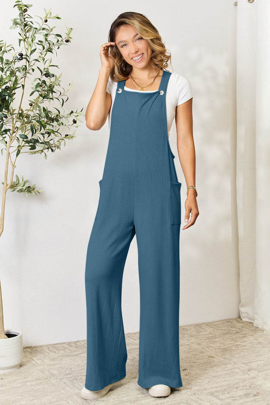 Double Take Full Size Wide Strap Overall with Pockets - Hovatok