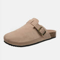 Suede Closed Toe Buckle Slide - Hovatok