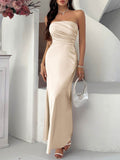 Devine Ruched Tube Maxi Dress - Hovatok