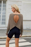 Backless Round Neck Long Sleeve T-Shirt - Hovatok