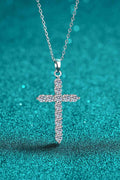 Adored 925 Sterling Silver Cross Moissanite Necklace - Hovatok