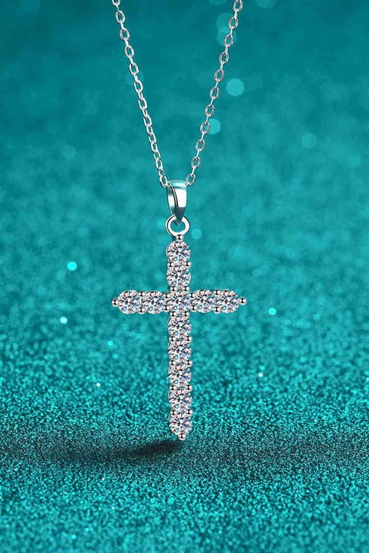 Adored 925 Sterling Silver Cross Moissanite Necklace - Hovatok