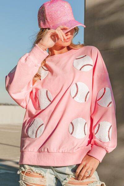 BiBi Sequin Baseball Patches French Terry Sweatshirt - Hovatok