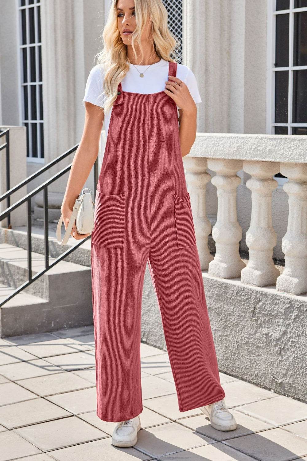 Lovelet Square Neck Wide Strap Overalls with Pockets - Hovatok