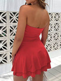 Ruched Layered Tube Mini Dress - Hovatok