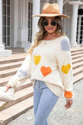 Angel Wings Heart Pattern Round Neck Long Sleeve Sweater - Hovatok