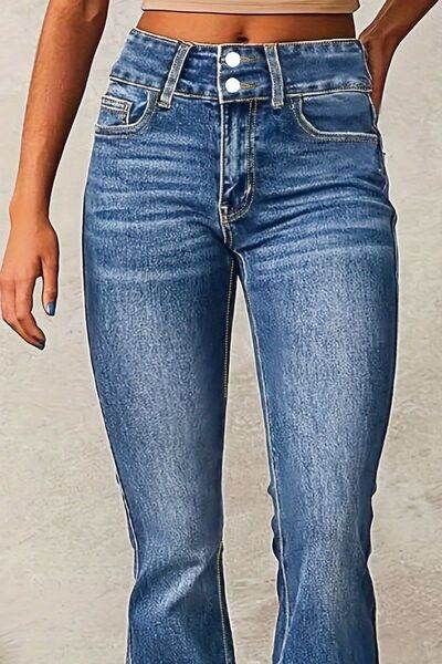 Cat Whisker Washed Bootcut Jeans - Hovatok
