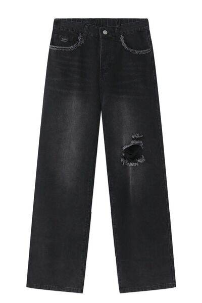 Distressed Mid Rise Men's Jeans - Hovatok