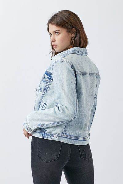 RISEN Button Up Washed Denim Jacket - Hovatok