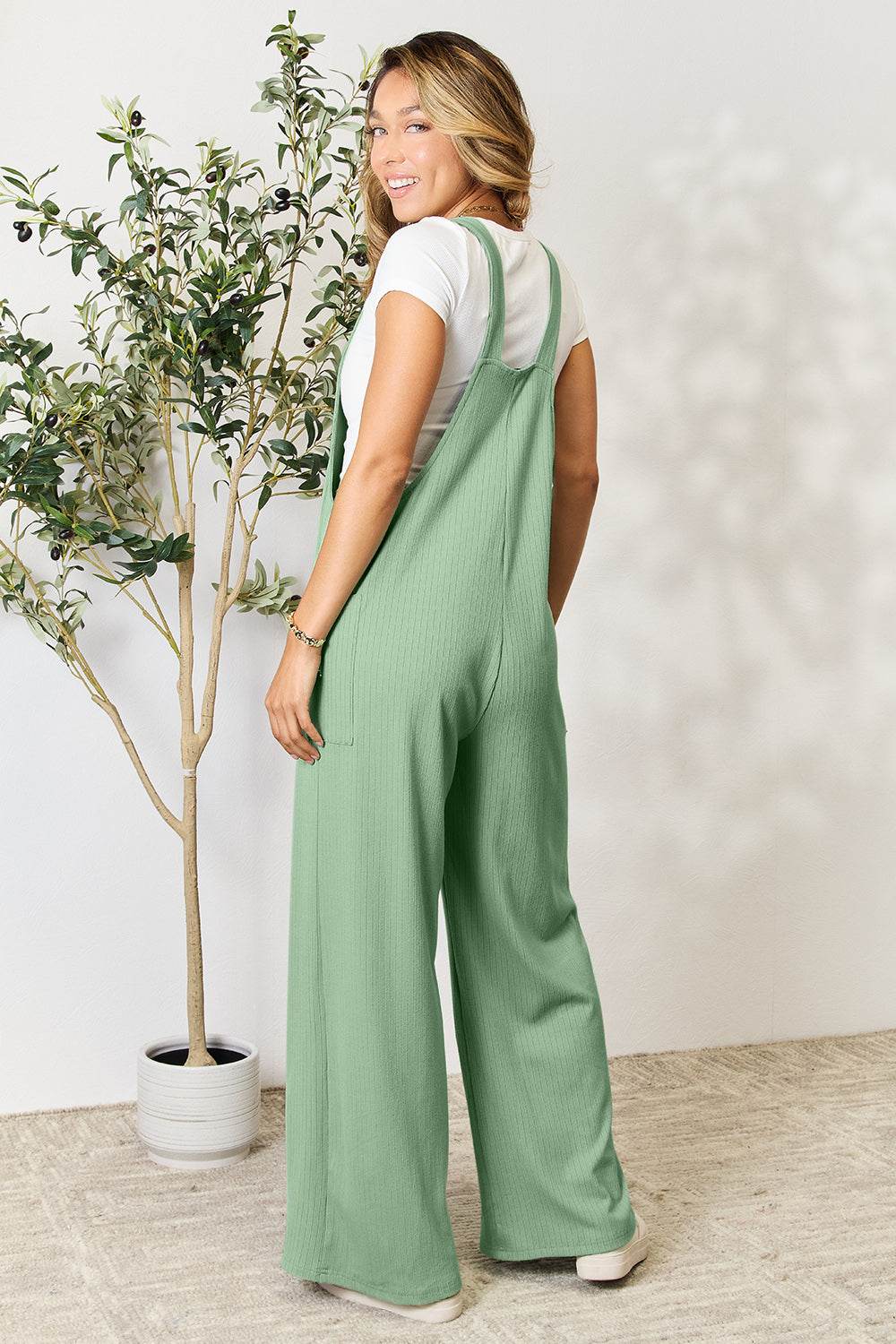 Double Take Full Size Wide Strap Overall with Pockets - Hovatok