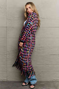 Angel Wings Full Size Multicolored Open Front Fringe Hem Cardigan - Hovatok