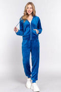 ACTIVE BASIC Faux Fur Zip Up Long Sleeve Hoodie and Joggers Set - Hovatok