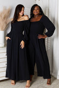 Double Take Square Neck Jumpsuit with Pockets - Hovatok
