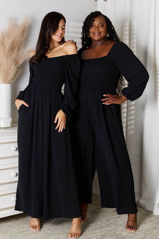 Double Take Square Neck Jumpsuit with Pockets - Hovatok