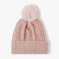 Cable Knit Solid Color Hat with Pompom - Hovatok