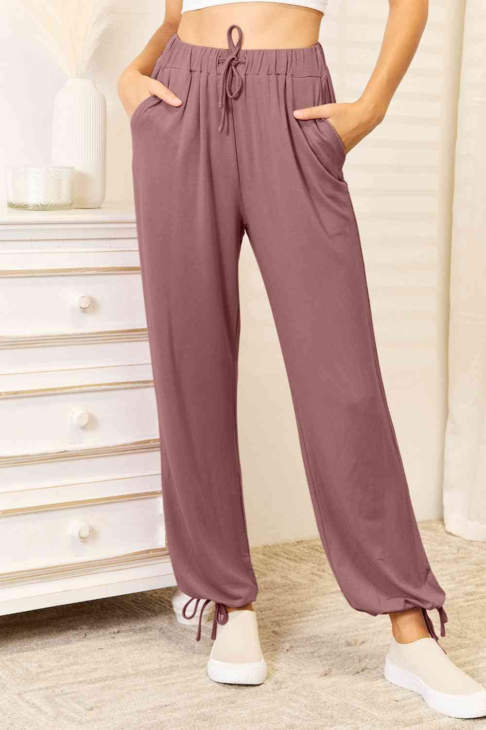 Basic Bae Full Size Soft Rayon Drawstring Waist Pants with Pockets - Hovatok