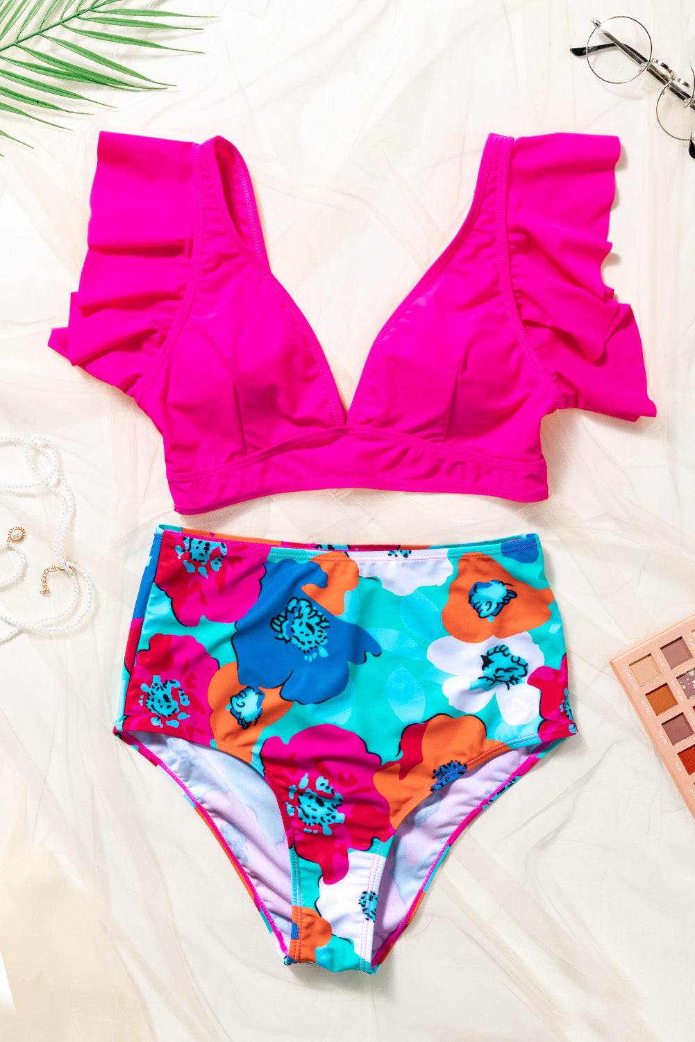 Cropped Swim Top and Floral Bottoms Set - Hovatok