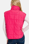 Zenana Zip Up Cropped Puffer Vest with Pockets - Hovatok