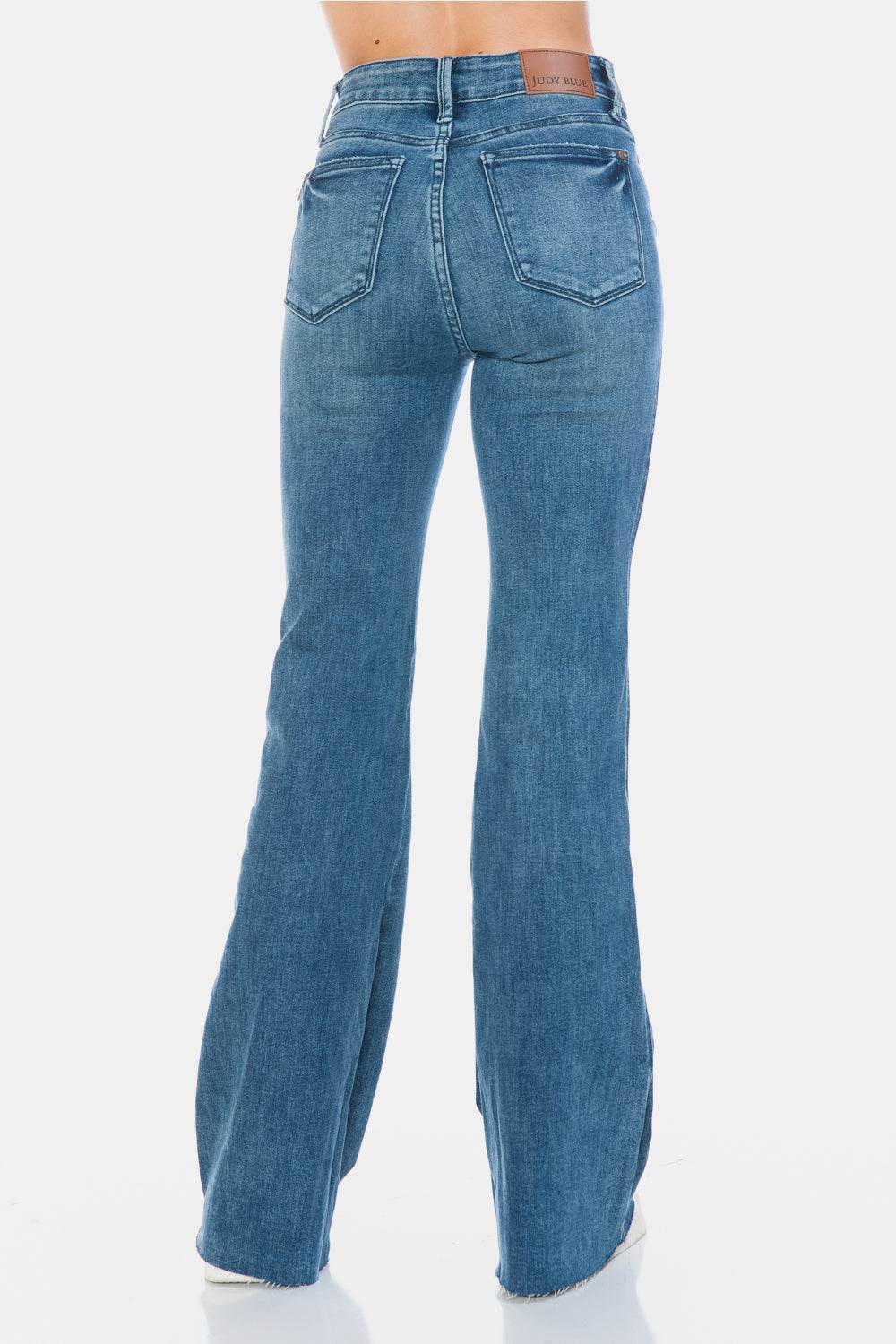 Judy Blue Full Size Tummy Control Cut Hem Flare Jeans - Hovatok
