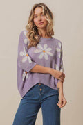 BiBi Floral Pattern Slit Sweater - Hovatok