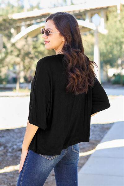 Basic Bae Full Size Round Neck Drop Shoulder T-Shirt - Hovatok