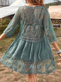 Lace Detail Plunge Cover-Up Dress - Hovatok