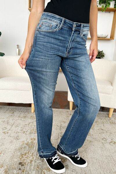 Judy Blue Full Size Mid Rise Release Hem Jeans - Hovatok