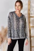 Hailey & Co Full Size Snakeskin V-Neck Long Sleeve Top - Hovatok