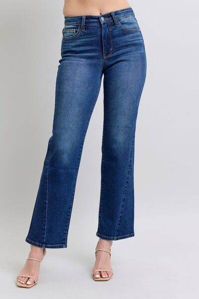 Judy Blue Full Size Side Seam Detail Straight Jeans with Pockets - Hovatok