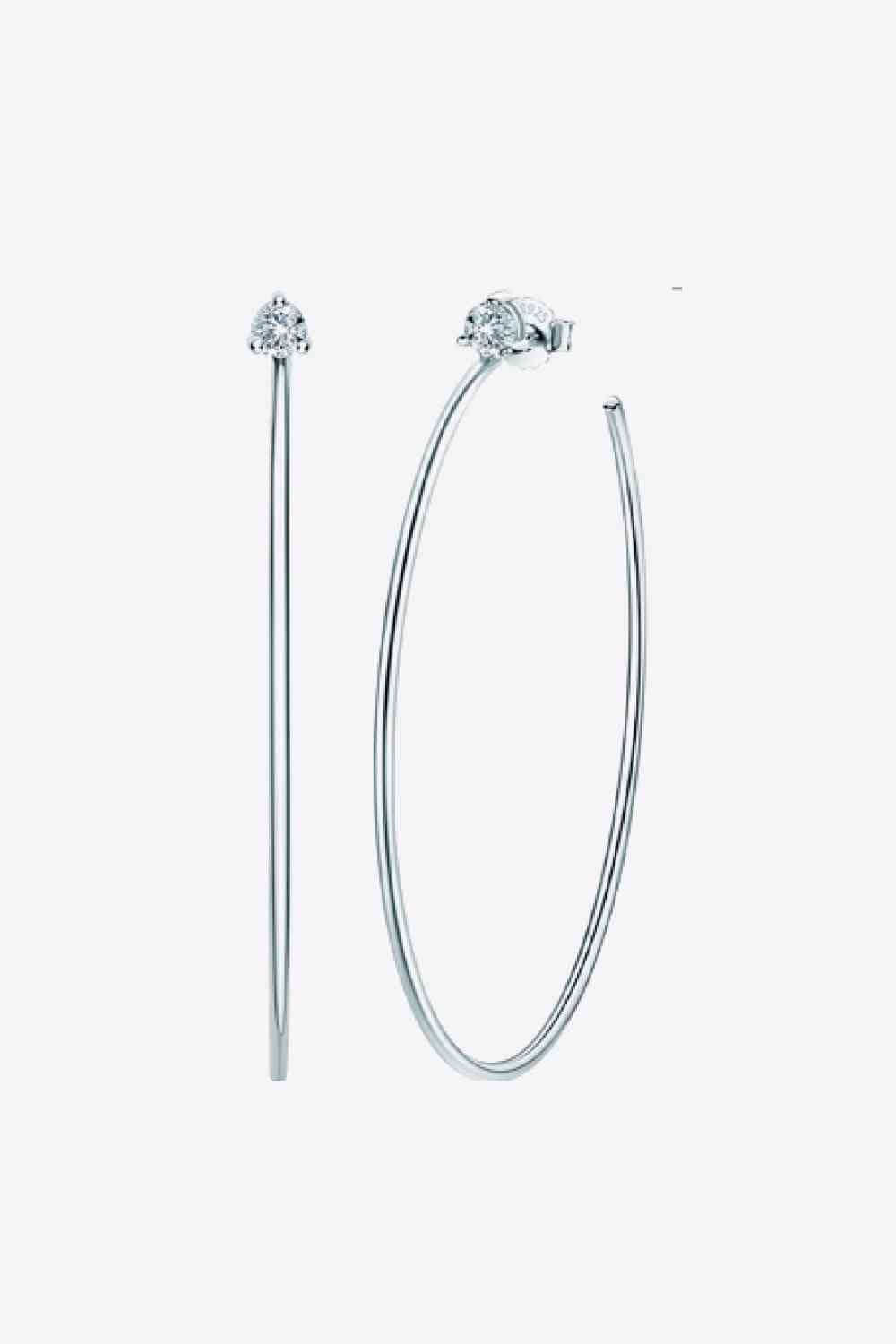 Adored 925 Sterling Silver Moissanite Hoop Earrings - Hovatok