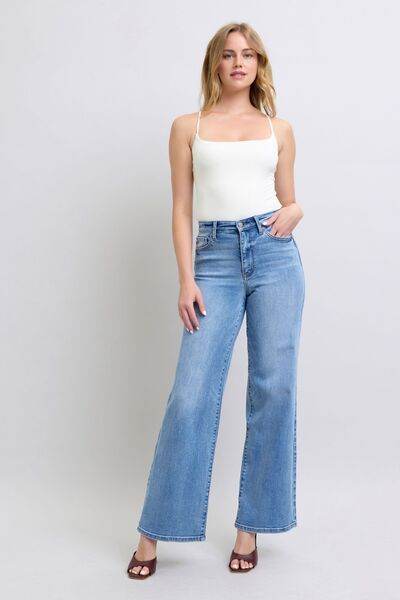 Judy Blue Full Size Wide Leg Jeans with Pockets - Hovatok