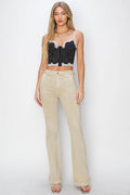 RISEN Full Size High Rise Side Slit Cargo Bootcut Jeans - Hovatok