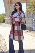 Double Take Full Size Plaid Button Up Lapel Collar Coat - Hovatok
