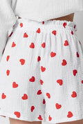 Basic Bae Heart Collared Neck Button Down Top and Shorts Set - Hovatok