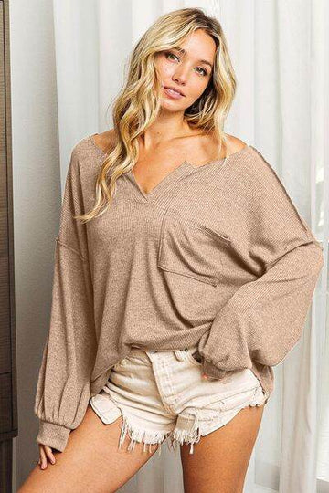 BiBi Exposed Seam Long Sleeve Top - Hovatok