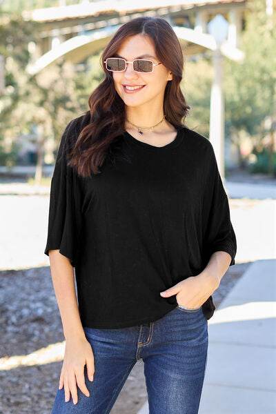 Basic Bae Full Size Round Neck Drop Shoulder T-Shirt - Hovatok