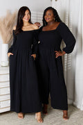 Double Take Square Neck Jumpsuit with Pockets - Hovatok