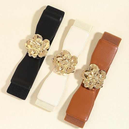 Flower Alloy Buckle Elastic Belt - Hovatok
