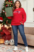 Plus Size MERRY Round Neck Long Sleeve Sweater - Hovatok