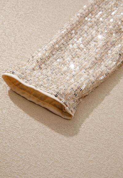 Sequin Surplice Long Sleeve Bodysuit - Hovatok